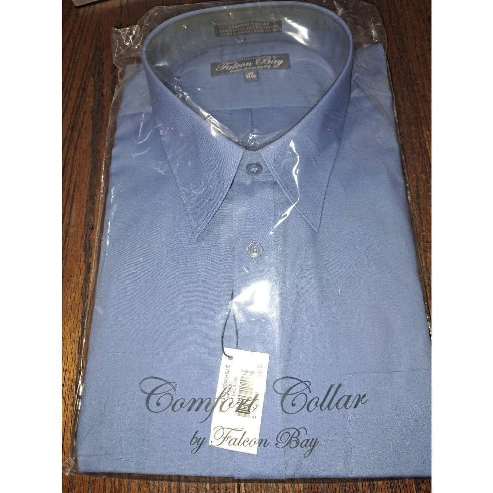 New Size 17 Falcon Bay French Blue Long Sleeve Button Dress Shirt w Collar NWT